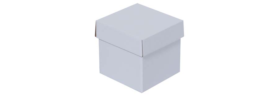 Caja cubo tapa y base lisas en microcorrugado acoplado a cartulina con brillo exterior. Usos: regalera, reg.empresariales, prendas, vajillas, flores, guardado, otros.