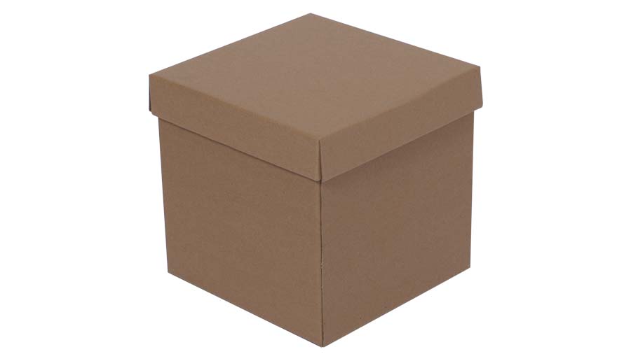 Caja cubo tapa y base color lisas en microcorrugado kraft. Usos: regalería,  reg.empresariales, prendas, vajillas, flores, guardado, otros. Pack Color,  la magia del orden