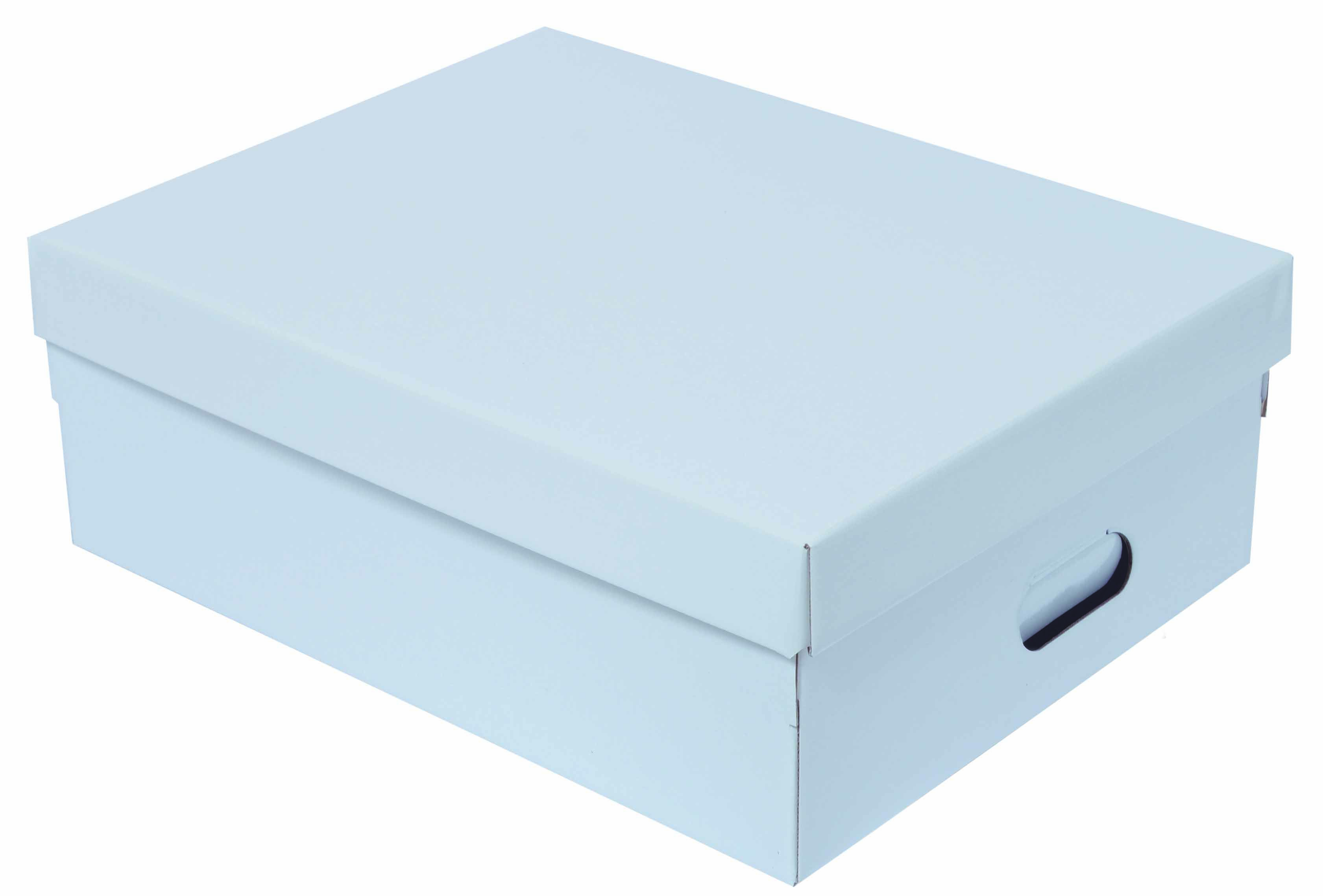 Caja ordenadora tapa y base con brillo exterior. Usos: guardado ropa, ajuar, regalos, archivos y otros.