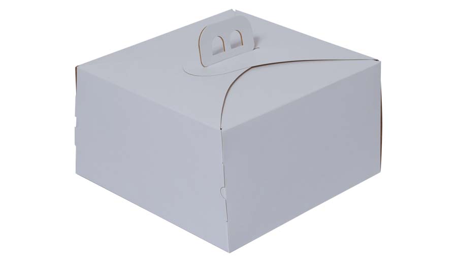 Caja para torta con manija en cartulina lisas sin brillo