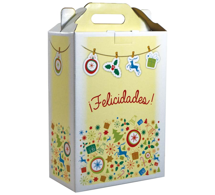 Cajas Felicidades con diseo en microcorrugado acoplado a cartulina (C.06609)