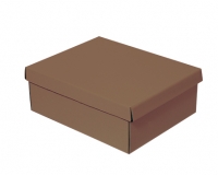 Caja ordenadora tapa y base en microcorrugado karft. Usos: guardado botas, ajuar, desayuno, archivo papeles.