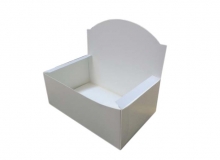 Caja Exhibidora en cartulina blanca para alfajores, especias, golosinas y otros.