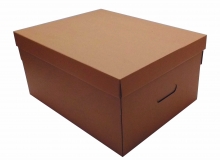 Caja ordenadora grande en microcorrugado kraft. Usos: guardado ropa, regalos, archivos y otros.