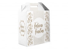 Cajas Felices Fiestas con diseo en microcorrugado acoplado a cartulina (C.08697)