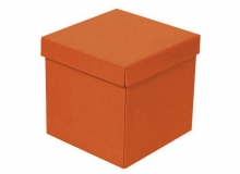 Caja cubo tapa y base color lisas en microcorrugado acoplado a cartulina con brillo exterior. Usos: regalera, reg.empresariales, prendas, vajillas, flores, guardado, otros.