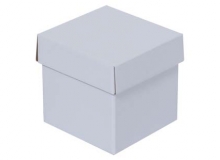 Caja cubo tapa y base lisas en microcorrugado acoplado a cartulina con brillo exterior. Usos: regalera, reg.empresariales, prendas, vajillas, flores, guardado, otros.