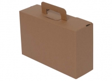 Caja tipo maletin en microcorrugado kraft