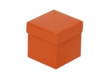 Caja cubo tapa y base en cartulina color lisas con brillo exterior e interior blanco. Usos: regalera, velas, sorpresa, otros.