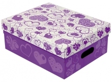 Caja ordenadora con diseo de corazones con brillo exterior. Usos: guardado ropa, regalos, archivos y otros.