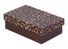 Caja Ordenadora tapa y base con diseo animal print leopardo en microcorrugado acoplado a cartulina con brillo exterior. Usos: zapatos, guardado, regalera.