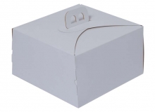 Caja para torta con manija en cartulina lisas sin brillo